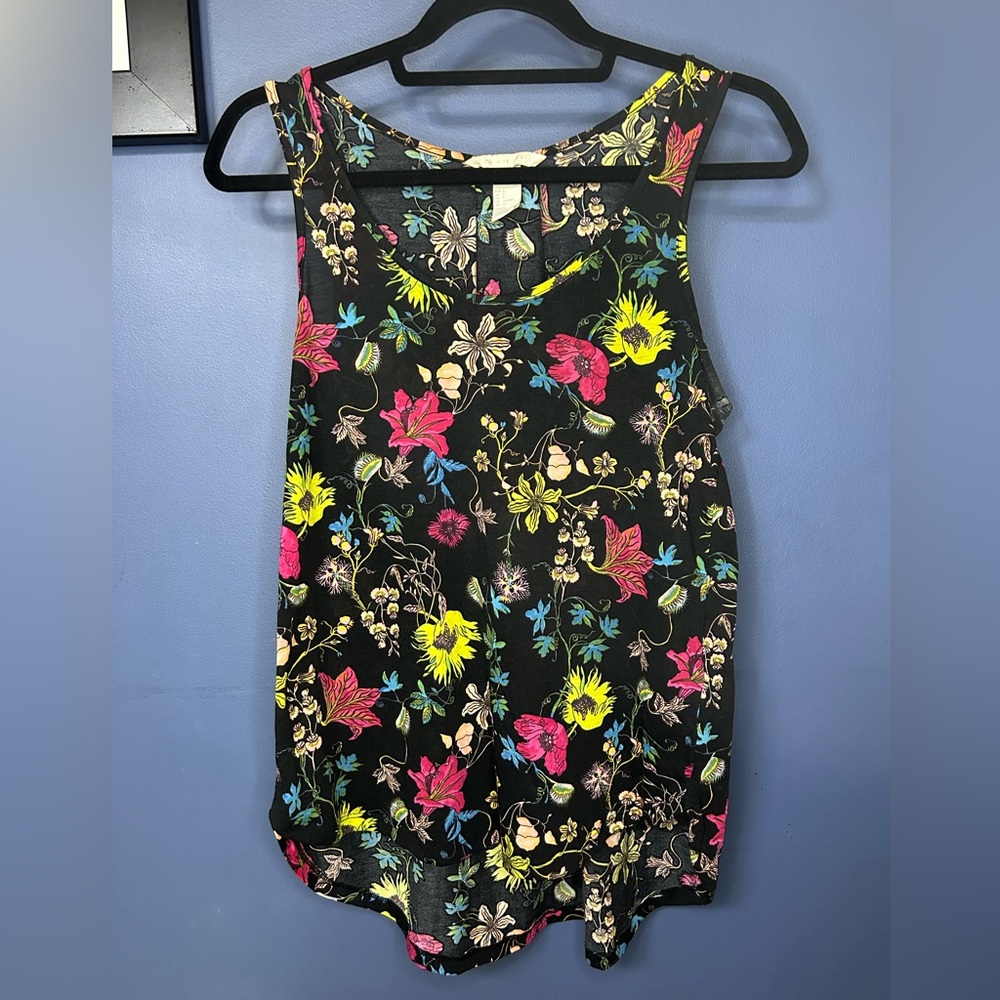 H&M Black Floral Tank Top